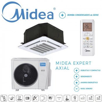 Climatiseur cassette Midea MCA-52(18)N1Q, refroidissement et chauffage à 360° pour locaux commerciaux jusqu'à 35 m², module Wi-Fi en option 