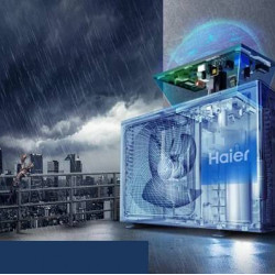 Climatiseur Haier Flexis 25, design noir élégant, série Haier Flexis R-32, mode SuperQuiet, Wi-Fi