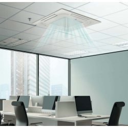 Climatiseur à cassette Hisense AUC105UR4RAGB4, pour des pièces jusqu'à 100 m², puissant, économe en énergie, technologie Inverter, fonction Smart Running