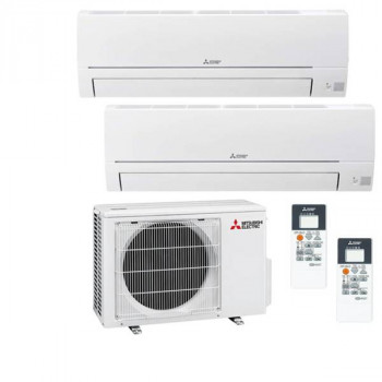 Sistema Split 2x1 Mitsubishi Electric MXZ-2HA40VF + MSZ-HR25VF + MSZ-HR25VF, conforto em dois ambientes com uma área de 25 m² cada ambiente, sistema de estores automáticos