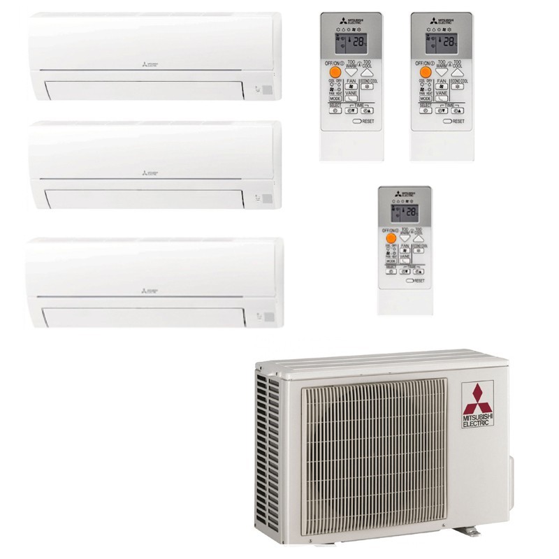 Zamów System Mitsubishi Electric 3x1 multi-split MXZ-3HA50VF + MSZ-HR25VF + MSZ-HR25VF + MSZ-HR35VF, do pomieszczeń o łącznej powierzchni do 85 m² po cenach fabrycznych