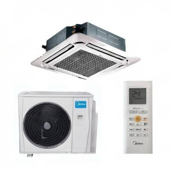 Fábrica para la producción de Aire acondicionado cassette a Precios de Productor Pida Aire acondicionado de cassette Midea MCD-125(42)N8Q, para habitaciones de hasta 125 m², que proporciona refrigeración o calefacción uniforme en toda la estancia a precios de fábrica
