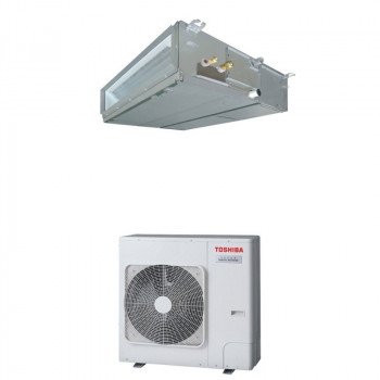 Acondicionador de aire por conductos Toshiba SPA Inverter 110, para habitaciones de hasta 110 m², permite la conexión de hasta 4 unidades interiores.