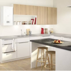 Dwuprzewodowy kocioł gazowy Saunier Duval Thelia Condens 25, odpowiedni do ogrzewania pomieszczeń o powierzchni do 180 m², moc 25 kW