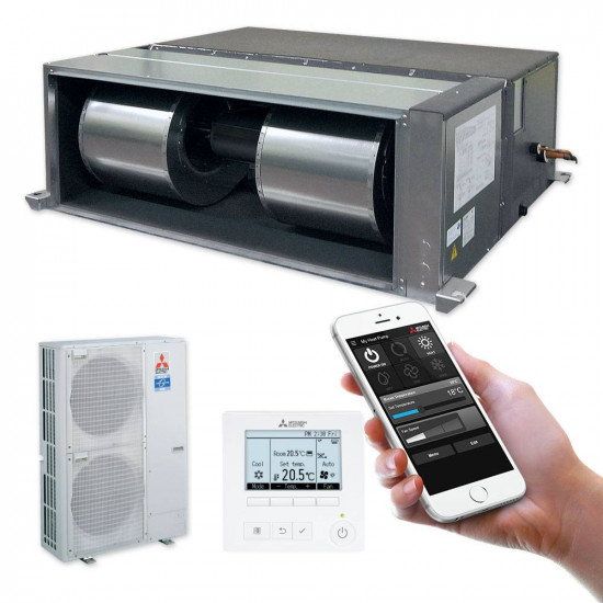 Acondicionador de aire por conductos de alta presión Mitsbusihi SPEZ-M200LYKA, superficie útil recomendada hasta 200 m², conexión Wi-Fi — Domis.pro Acondicionador de aire por conductos de alta presión Mitsbusihi SPEZ-M200LYKA, superficie útil recomendada hasta 200 m², conexión Wi-Fi — fotos, apariencia, detalles