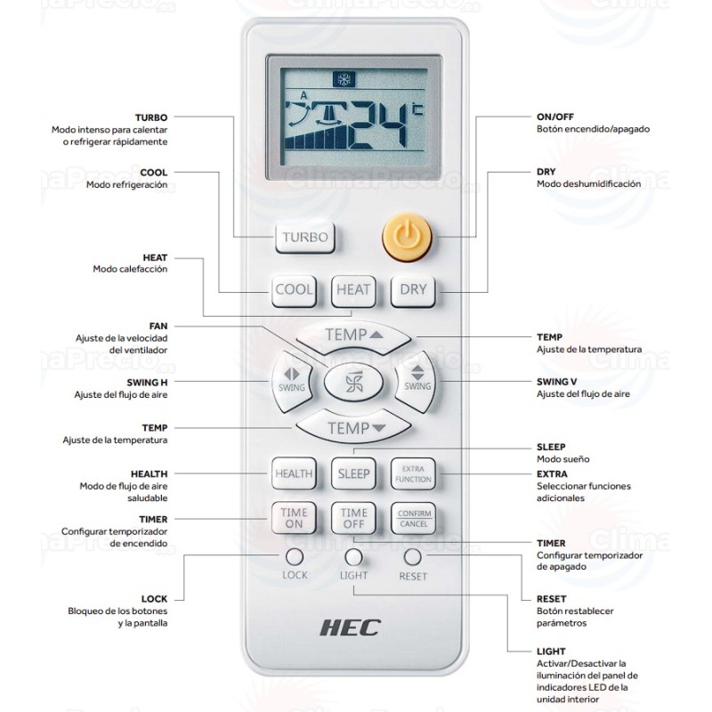 Factory for the production of Wall-mounted split system at Producer Prices Buy Air conditioner HEC HEC25TF2, 1X1 inverter split system, self-diagnosis, 5-speed fan, LED display, night mode at Factory Prices