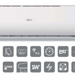 Air conditioner HEC HEC35TF2, 1X1 inverter split system, turbo cooling, self-diagnosis, low noise level only 19 dBA, night mode