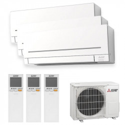 Airconditioning op gas Mitsubishi Electric 3x1 MXZ-3F54VF + MSZ-AP25VG + MSZ-AP25VG + MSZ-AP35VGK, voor 2 kamers van elk 25 m² en 1 kamer tot 35 m²