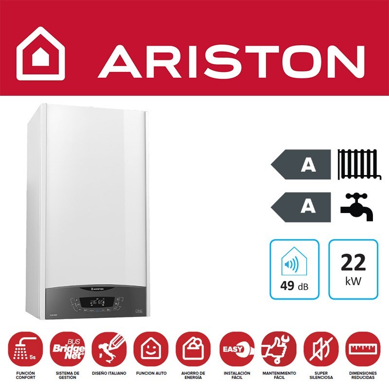 Encomende Caldeira de dois circuitos Ariston CLAS ONE 35FF EU, equipada com a tecnologia inovadora Per4mance System, controlo remoto através de aplicação móvel a preços de fábrica