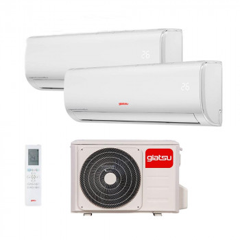 Sistema multisplit Giatsu 2x1 MO3-27IX41B2R32 + GIA-MSI-12AR2DR32 + GIA-MSI-12AR2DR32, 2 unidades interiores y 1 unidad exterior, 5 años de garantía para el compresor