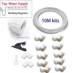 Kit de brumisation basse pression pour 15 buses, pompe à piston de défragmentation, minuterie, 1,1 l, 2-15 atmosphères  Kit de brumisation basse pression pour 15 buses, pompe à piston de défragmentation, minuterie, 1,1 l, 2-15 atmosphères