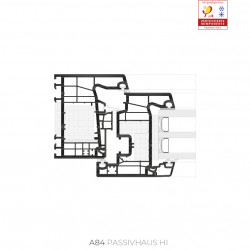 PVC-Profil Cortizo A 84 Passivhaus HI / 1.0 UH ≥ 0,66 (W/m2K) für PVC-Fenster und -Türen PVC-Profil Cortizo A 84 Passivhaus HI / 1.0 UH ≥ 0,66 (W/m2K) für PVC-Fenster und -Türen