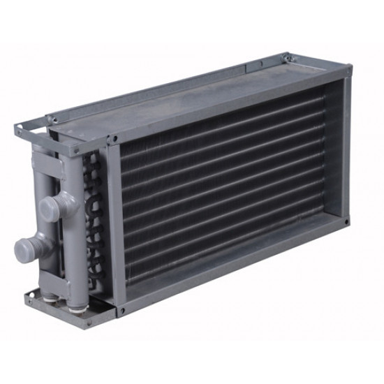 Fábrica para a produção de Ventilação a preços de produtor Encomende Aquecedor Aerostar SWH 90-50/3R, Aquecedor de água para duto de ventilação 2 filas, radiador de alumínio, tubos de cobre, corpo galvanizado a preços de fábrica
