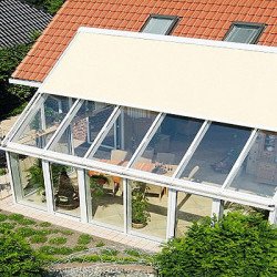 Protetor de tela com guias para telhados, pérgulas, telhados, Marquise plana, tela esticada, Toldo Veranda Hera