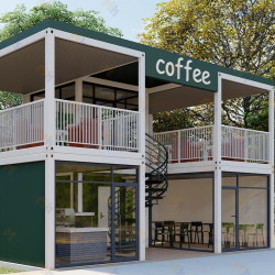  Café de montaje rápido, 100m², 2 pisos, terraza, 60 asientos