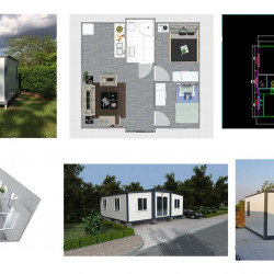 Uitschuifbare mobiele woning, tiny house, 3 slaapkamers 632059002650mm 36.54 m², opvouwbaar huis, modulair huis