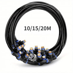 Kit de brumisation 10m. 10 buses 0,6mm. avec une pompe. Noir. Système d'humidification, arrosage, brouillard, dépoussiérage  Kit de brumisation 10m. 10 buses 0,6mm. avec une pompe. Noir. Système d'humidification, arrosage, brouillard, dépoussiérage