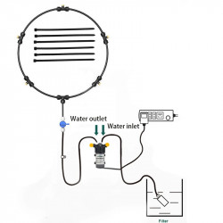 Kit de brumisation pour ventilateur 500mm. Système de brouillard artificiel, Refroidissement des espaces ouverts  Kit de brumisation pour ventilateur 500mm. Système de brouillard artificiel, Refroidissement des espaces ouverts