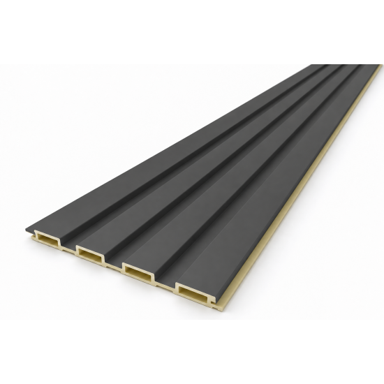 Panel decorativo de pared WPC fluted gris oscuro mate