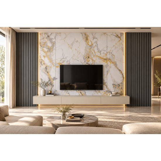 Panel decorativo de pared WPC fluted gris oscuro mate