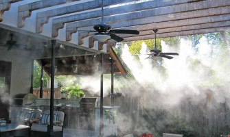 Cooling of summer playgrounds and terraces in restaurants, cafes and hotels