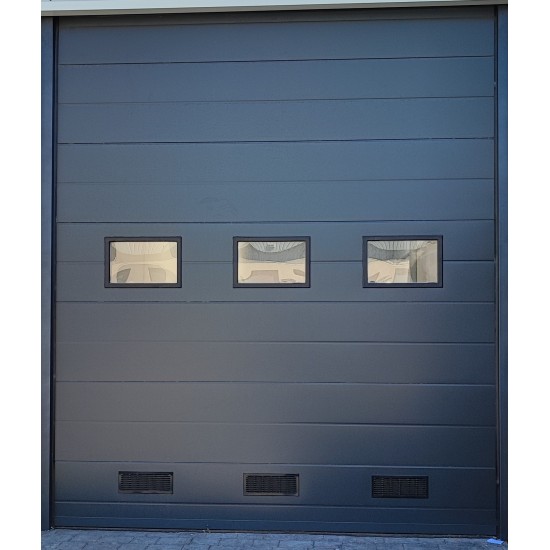 Buy Sectional doors with plastic double-glazed windows and ventilation grilles at Factory Prices