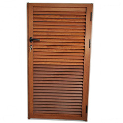  Drzwi przejściowe Aluminium, w kolorze drewna, wentylowane, widoczne, otwierane tylko na zewnątrz