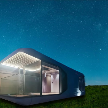 Casa prefabricada móvil de diseño moderno con sistema de control inteligente para hotel de lujo y glamping