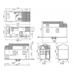 Petite maison de camping-car 6000x2500, 15m2, remorque de voyage de maison mobile en bois préfabriquée