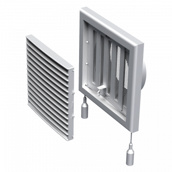  Kunststof ventilatierooster Vents MV 101 VRs, toevoer en afvoer, met gaas, rechte lamellen, verstelbaar