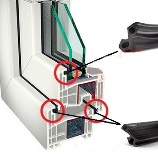 Уплотнитель  стеклопакета Gealan, от сквозняков, оконный уплотнитель, резиновый уплотнитель, прокладка окна