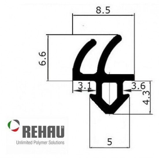 Резиновый оконный уплотнитель Rehau притвор с гладкой матовой поверхностью, от влаги и пыли.