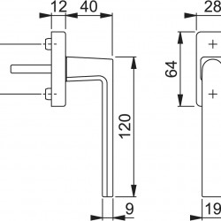 Window handle for PVC window brindisi, aluminum