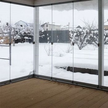 Bioklimatyczna pergola zimowa z ciepłym przeszkleniem 3m x 4m Pergola z napędem grafit/szary