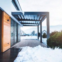 Pergola bioclimática de inverno com vidros quentes 3m x 4m Pergola motorizada grafite / cinza