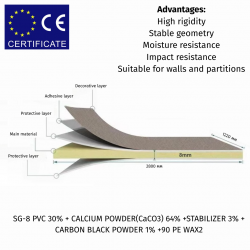  Panel decorativo de pared SPC 8 mm Malva Mate Texturizado 1220 × 2800 mm