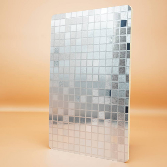 Декоративная композитная стеновая панель 8мм  – Silver Brushed Metal  с металлической шлифованной текстурой — фото, внешний вид, детали