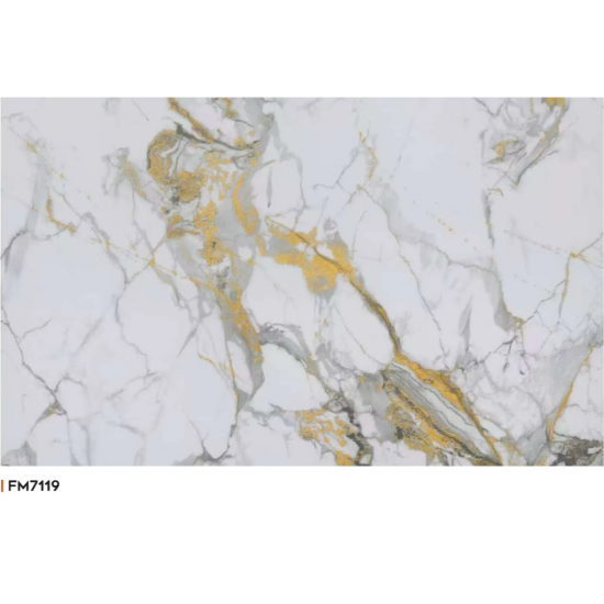 Conjunto de painel de parede SPC "White Marble Gold Vein" - HD Printing pet mármore branco com veias de ouro — fotos, aparência, detalhes