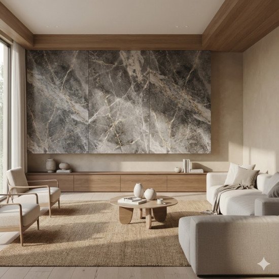 Warm walnut wood-look WPC decorative wall panel with matte finish, bamboo core, and interlocking edge.