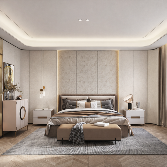 Decorative wall panel – Travertino Natural Mate 1220x2800 mm WPC bamboo fiber composite — photos, appearance, details