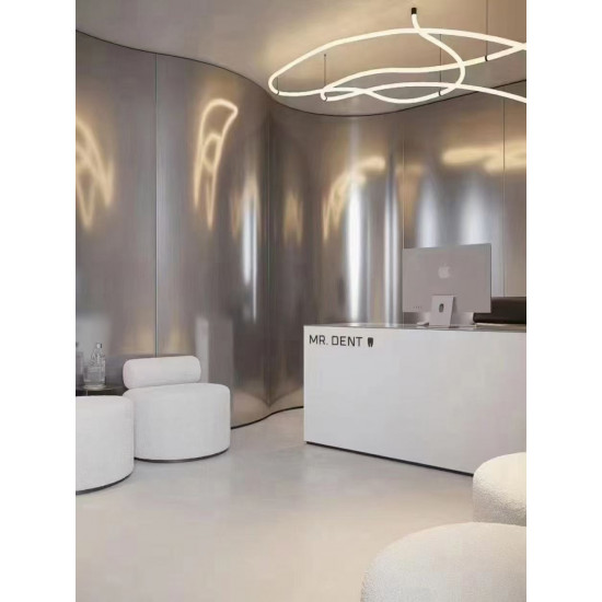 Декоративная композитная стеновая панель 8мм  – Silver Brushed Metal  с металлической шлифованной текстурой — фото, внешний вид, детали