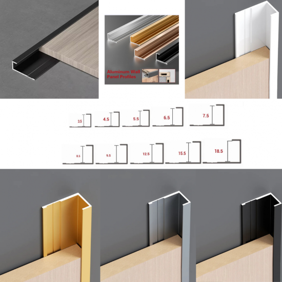 Aluminum connecting profiles for SPC/WPC wall panels — Domis.pro Aluminum connecting profiles for SPC/WPC wall panels — photos, appearance, details