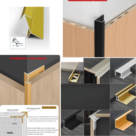 Aluminum connecting profiles for SPC/WPC wall panels — Domis.pro Aluminum connecting profiles for SPC/WPC wall panels — photos, appearance, details