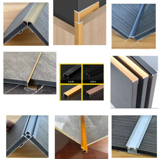 Aluminum connecting profiles for SPC/WPC wall panels — photos, appearance, details