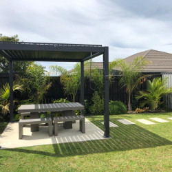 Pérgola independiente 3mx3mx2. 5m Louvre Pergola LED-automático, grafito / gris Pérgola independiente 3mx3mx2. 5m Louvre Pergola LED-automático, grafito / gris