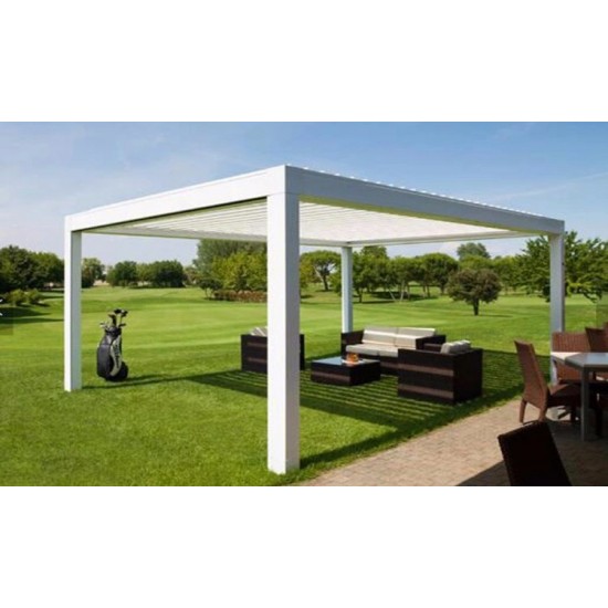 Buy Sun protection in the garden, gazebo with adjustable blinds, 3m x 3m x 2.5 m Louvre Pergola LED - free-standing / automatic (white) at Factory Prices