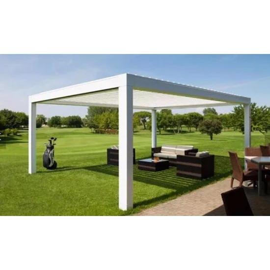 Pida Protección solar en el Jardín, pérgola con persianas ajustables, 3 m x 3 m x 2,5 m Louvre Pergola LED - independiente / automático (blanco) a precios de fábrica