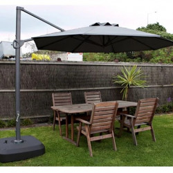 Зонт консольный круглый 3,3 м, серая алюминевая рама, Управление наклоном одной рукой