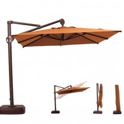 Cantilever umbrella - 2.5 m, Large size Sun Visor for the street, Square Aluminum Roman Visor for patio, garden, restaurant, terraces, hotel, beach