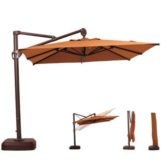 Buy Cantilever umbrella - 2.5 m, Large size Sun Visor for the street, Square Aluminum Roman Visor for patio, garden, restaurant, terraces, hotel, beach at Factory Prices